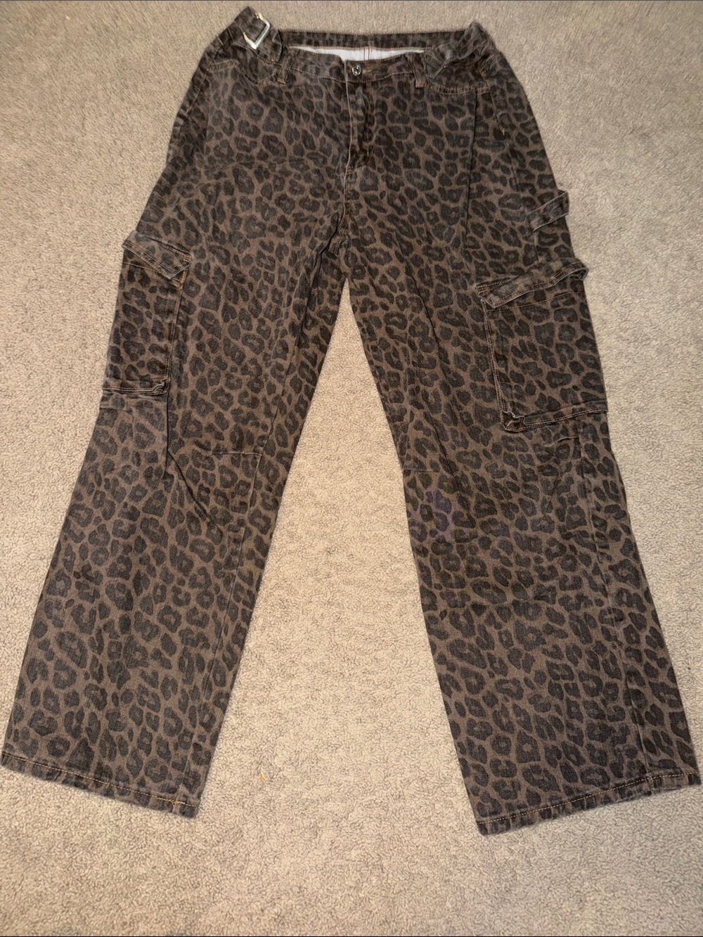 Leopard Print Cargo Pants